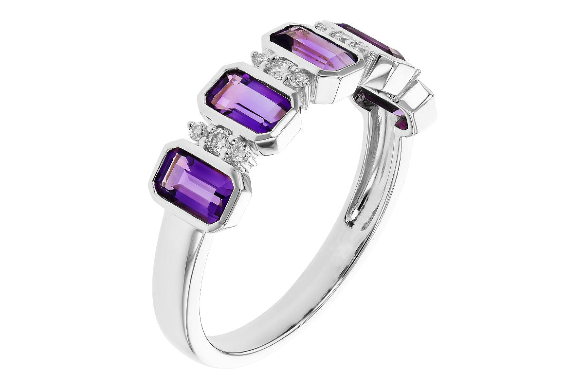 Allison Kaufman Amethyst & Diamond Ring in 14K White Gold, 1.30 ctw, alternate view