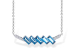 Allison Kaufman London Blue Topaz & Diamond Necklace in 14K White Gold, 0.80 ctw