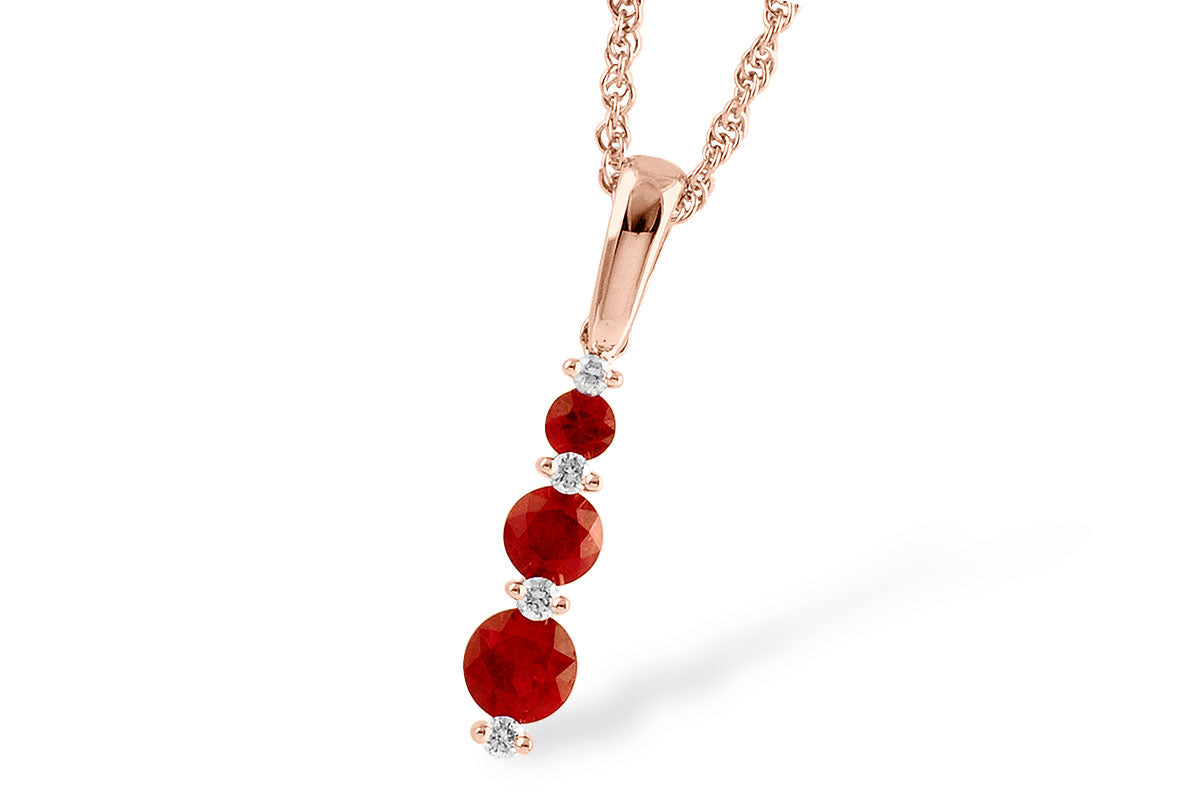 Allison Kaufman Ruby & Diamond Necklace in 14K Rose Gold, 0.60 ctw
