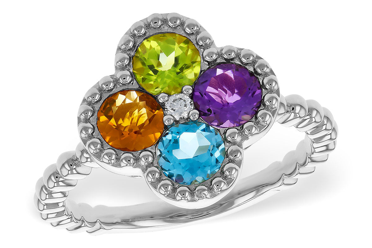 Allison Kaufman Multi-Gemstone & Diamond Ring in 14K White Gold, 1.29 ctw