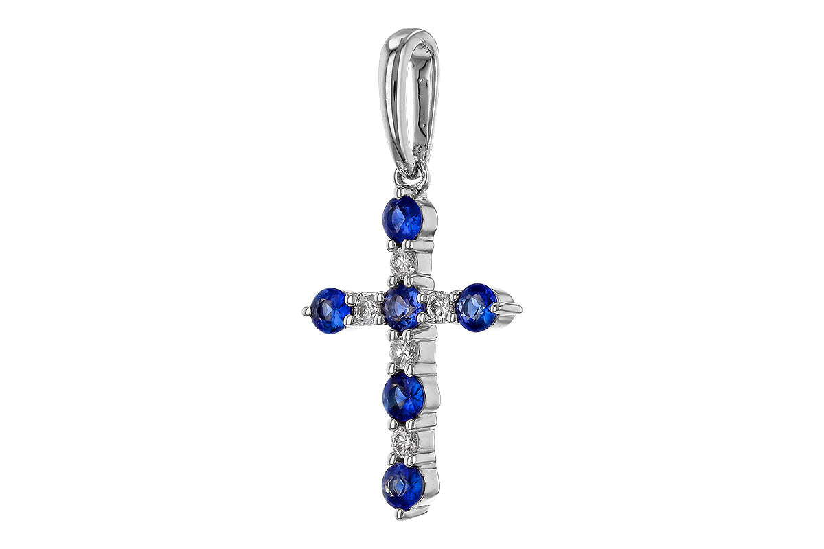 Allison Kaufman Sapphire & Diamond Pendant in 14K White Gold, 0.42 ctw, alternate view