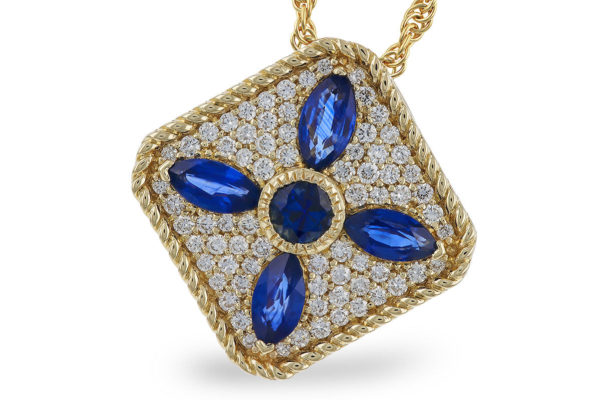 Allison Kaufman Sapphire & Diamond Necklace in 14K Yellow Gold, 1.20 ctw