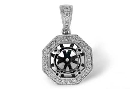 Allison Kaufman Diamond Pendant Semi-Mount in 14K White Gold, 0.25 ctw