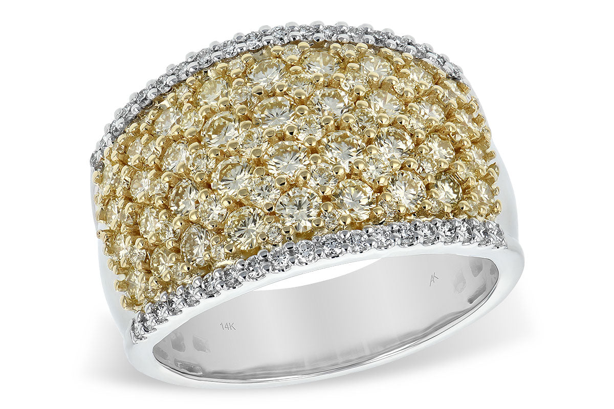 Allison Kaufman Yellow Diamond Wedding Band in 14K Two-Tone Gold, 2.02 ctw