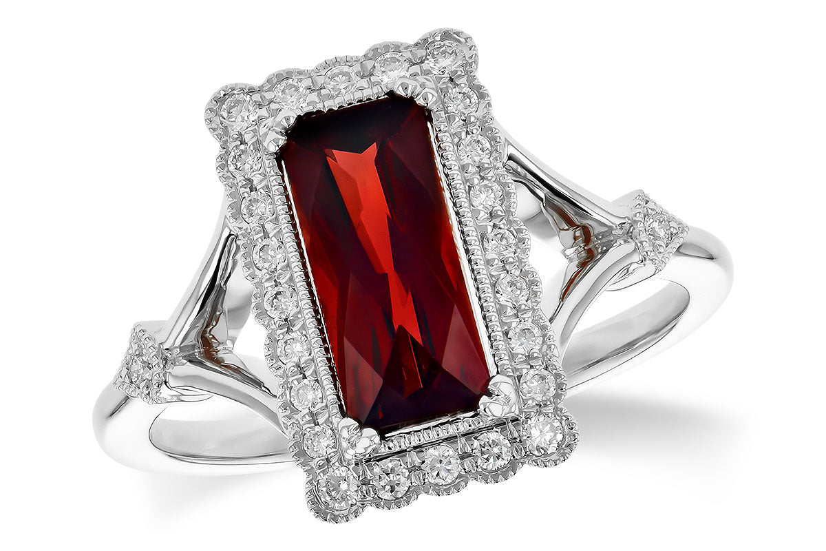 Allison Kaufman Garnet & Diamond Ring in 14K White Gold, 1.77 ctw