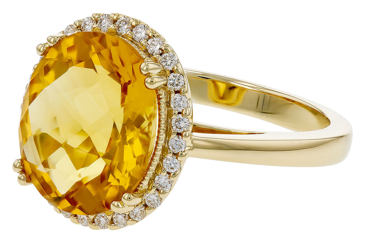 Allison Kaufman Citrine & Diamond Ring in 14K Yellow Gold, 4.05 ctw, alternate view