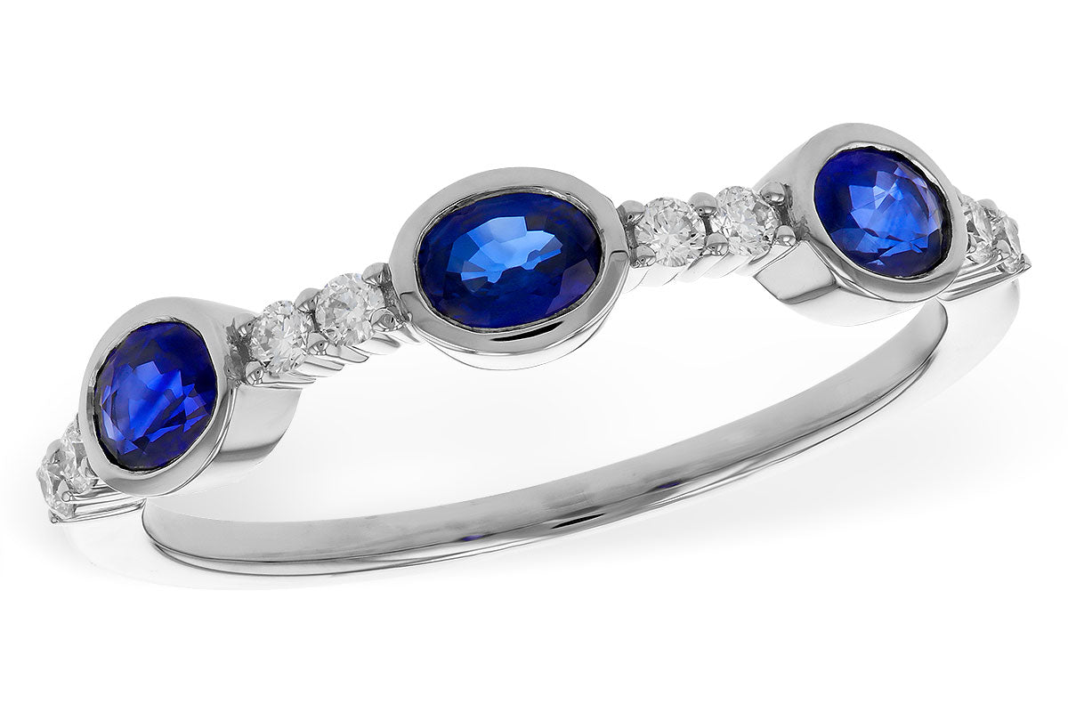Allison Kaufman Sapphire & Diamond Wedding Band in 14K White Gold, 0.84 ctw