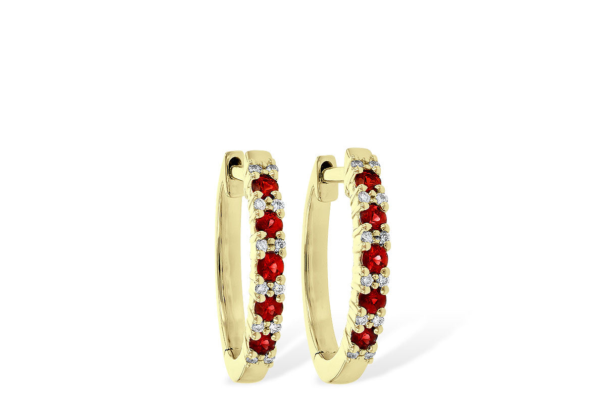 Allison Kaufman Ruby & Diamond Earrings in 14K Yellow Gold, 0.30 ctw