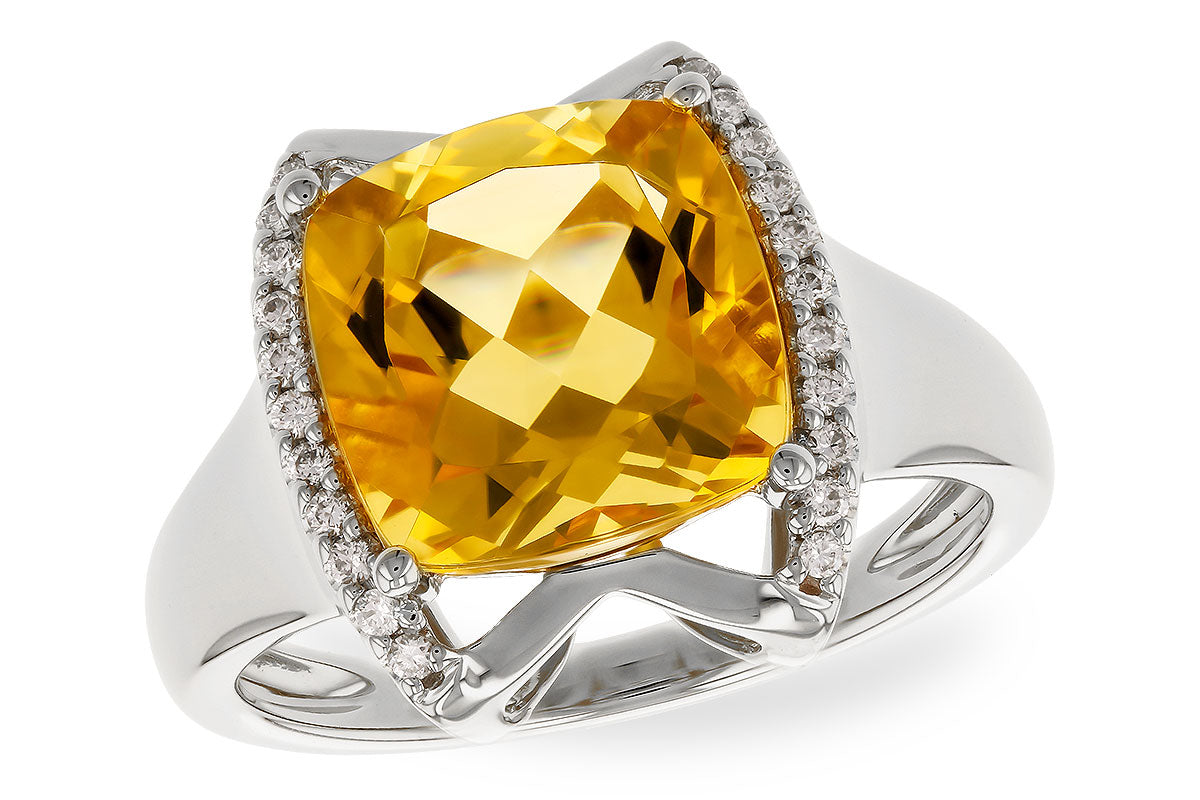 Allison Kaufman Citrine & Diamond Ring in 14K White Gold, 3.85 ctw