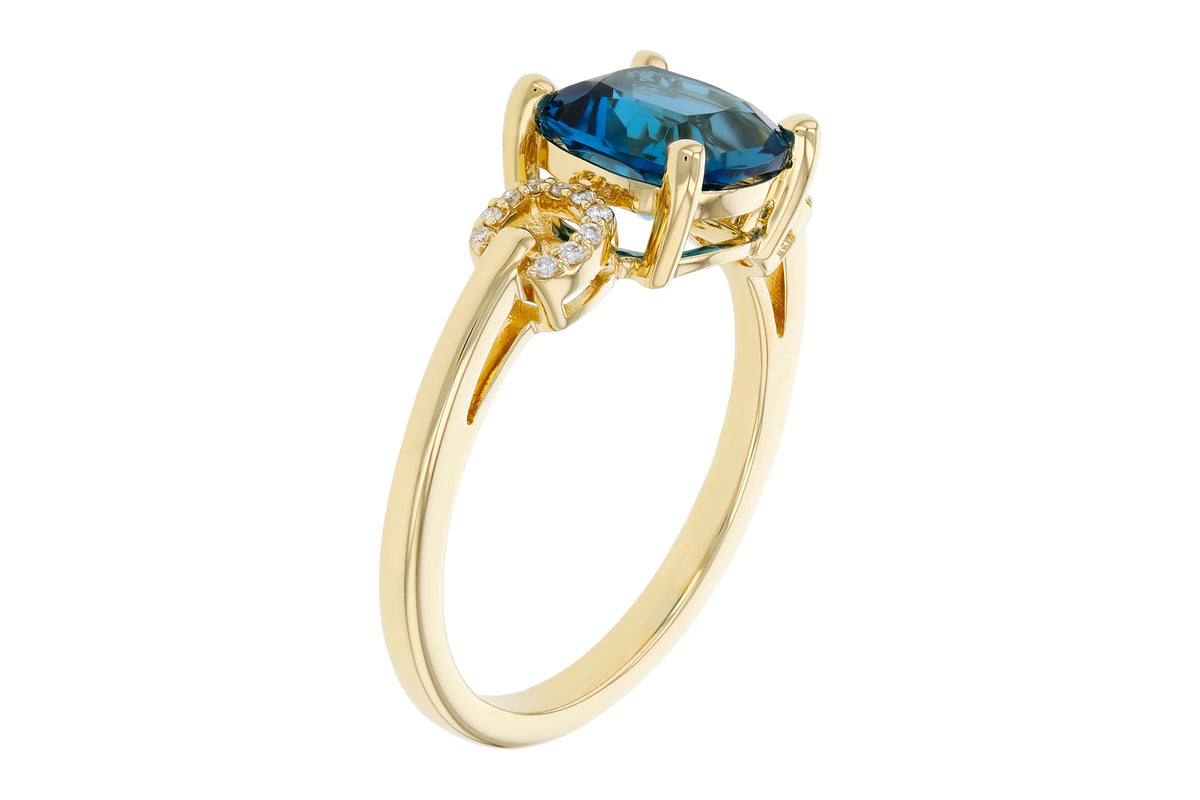 Allison Kaufman London Blue Topaz & Diamond Ring in 14K Yellow Gold, 2.21 ctw, alternate view