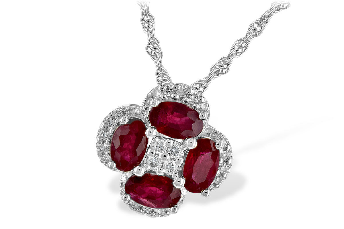 Allison Kaufman Ruby & Diamond Necklace in 14K White Gold, 1.22 ctw