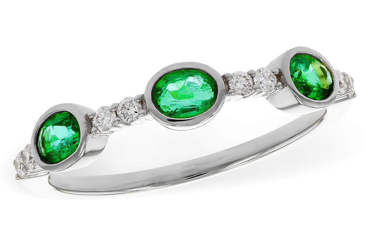 Allison Kaufman Emerald & Diamond Wedding Band in 14K White Gold, 0.58 ctw