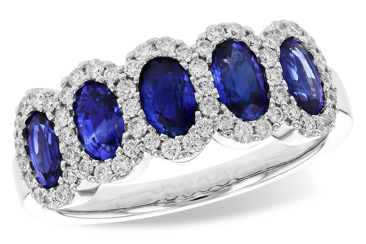 Allison Kaufman Sapphire & Diamond Wedding Band in 14K White Gold, 1.90 ctw (W2578)