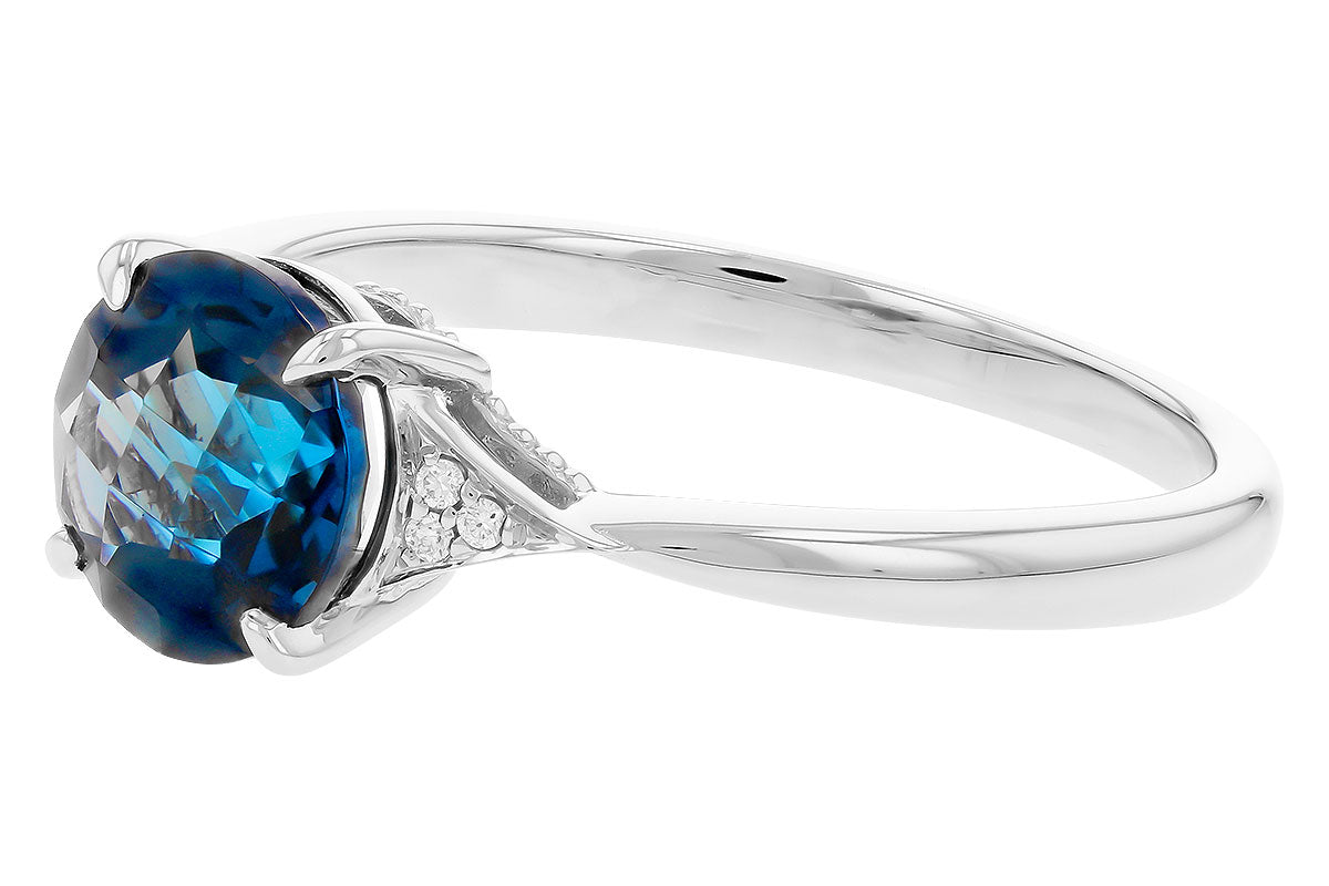 Allison Kaufman London Blue Topaz & Diamond Ring in 14K White Gold, 1.62 ctw, alternate view