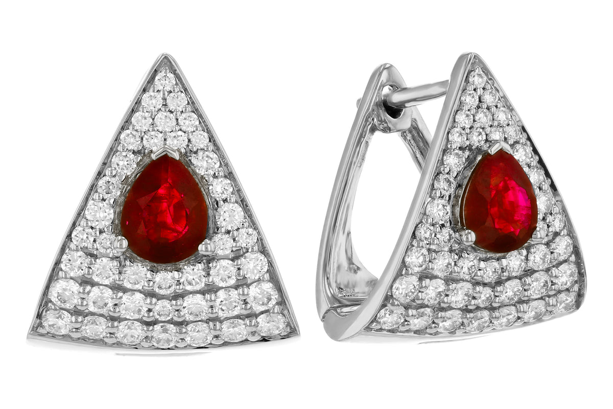 Allison Kaufman Ruby & Diamond Earrings in 14K White Gold, 1.18 ctw