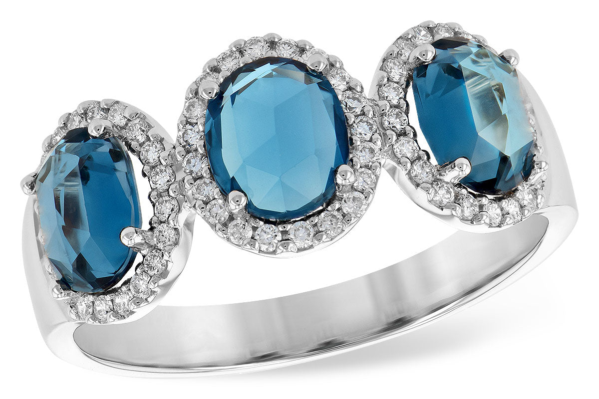 Allison Kaufman London Blue Topaz & Diamond Ring in 14K White Gold, 2.02 ctw
