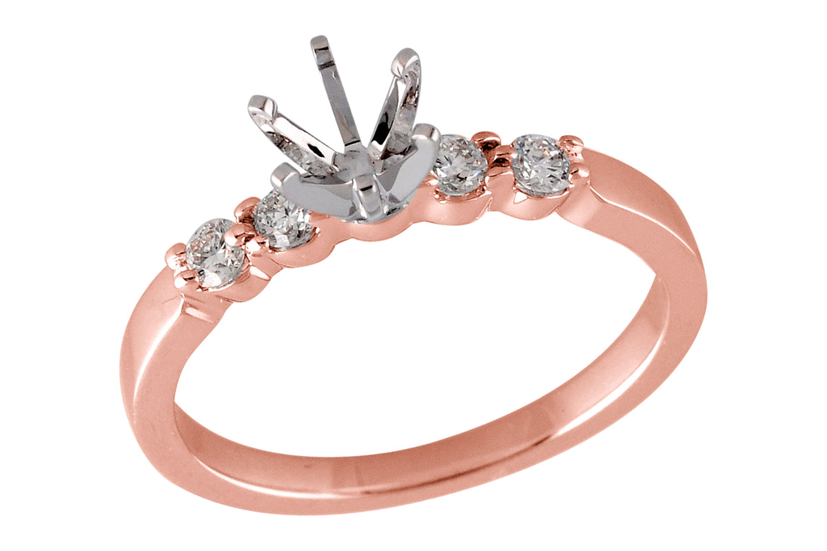 Allison Kaufman Diamond Engagement Ring Semi-Mount in 14K Rose Gold, 0.20 ctw (LR125-20)