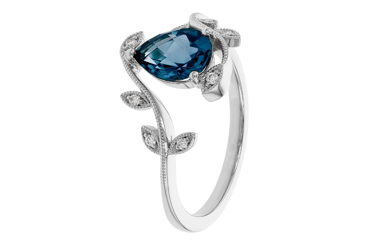 Allison Kaufman London Blue Topaz & Diamond Ring in 14K White Gold, 1.26 ctw, alternate view