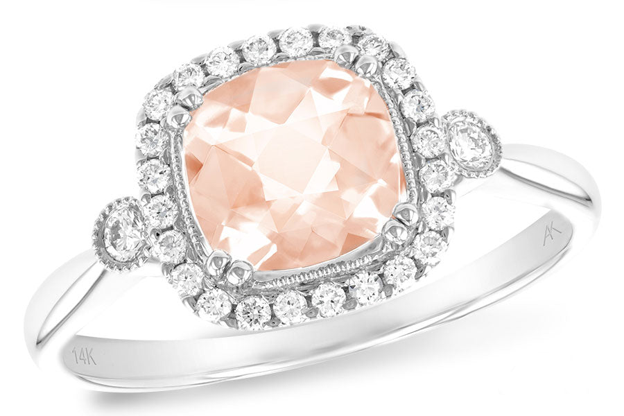 Allison Kaufman Morganite & Diamond Ring in 14K White Gold, 1.26 ctw