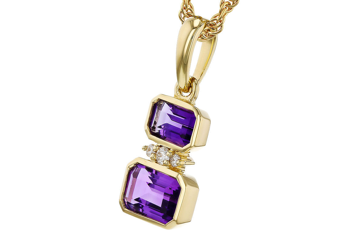 Allison Kaufman Amethyst & Diamond Necklace in 14K Yellow Gold, 0.75 ctw, alternate view