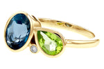 Allison Kaufman London Blue Topaz, Peridot & Diamond Ring in 14K Yellow Gold, 2.45 ctw, alternate view