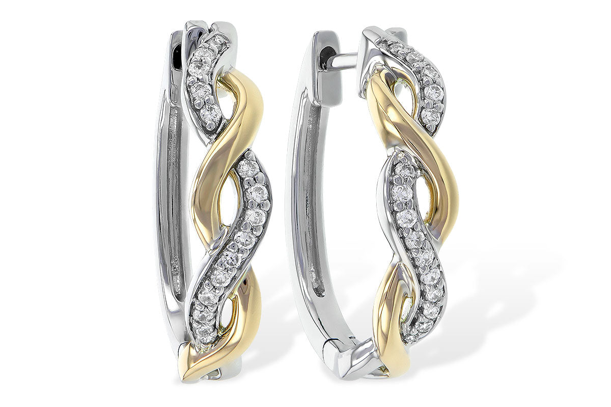 Allison Kaufman Diamond Earrings in 14K Two-Tone Gold, 0.15 ctw
