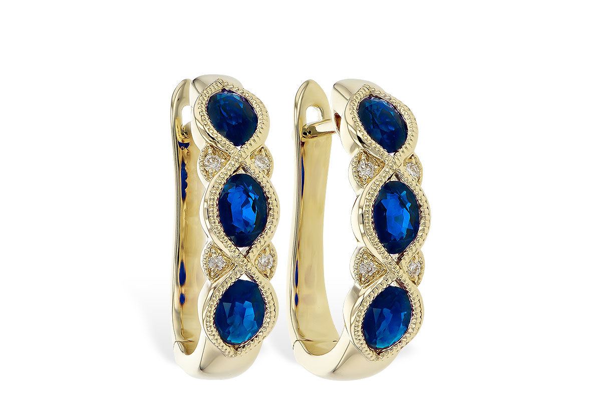 Allison Kaufman Sapphire & Diamond Earrings in 14K Yellow Gold, 1.40 ctw
