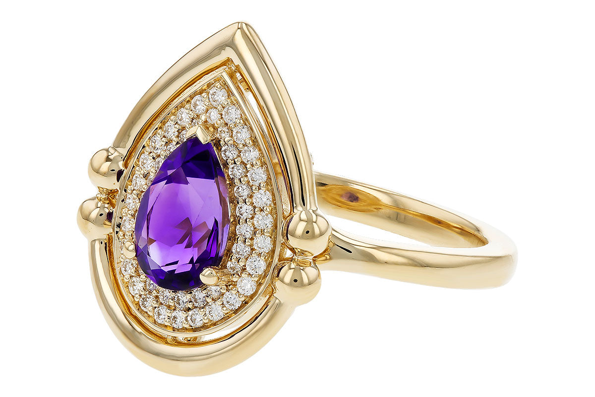 Allison Kaufman Amethyst & Diamond Ring in 14K Yellow Gold, 0.86 ctw, alternate view