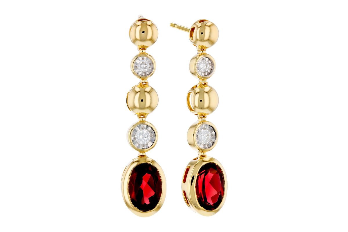 Allison Kaufman Garnet & Diamond Earrings in 14K Yellow Gold, 1.86 ctw