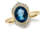 Allison Kaufman London Blue Topaz & Diamond Ring in 14K Yellow Gold, 2.00 ctw