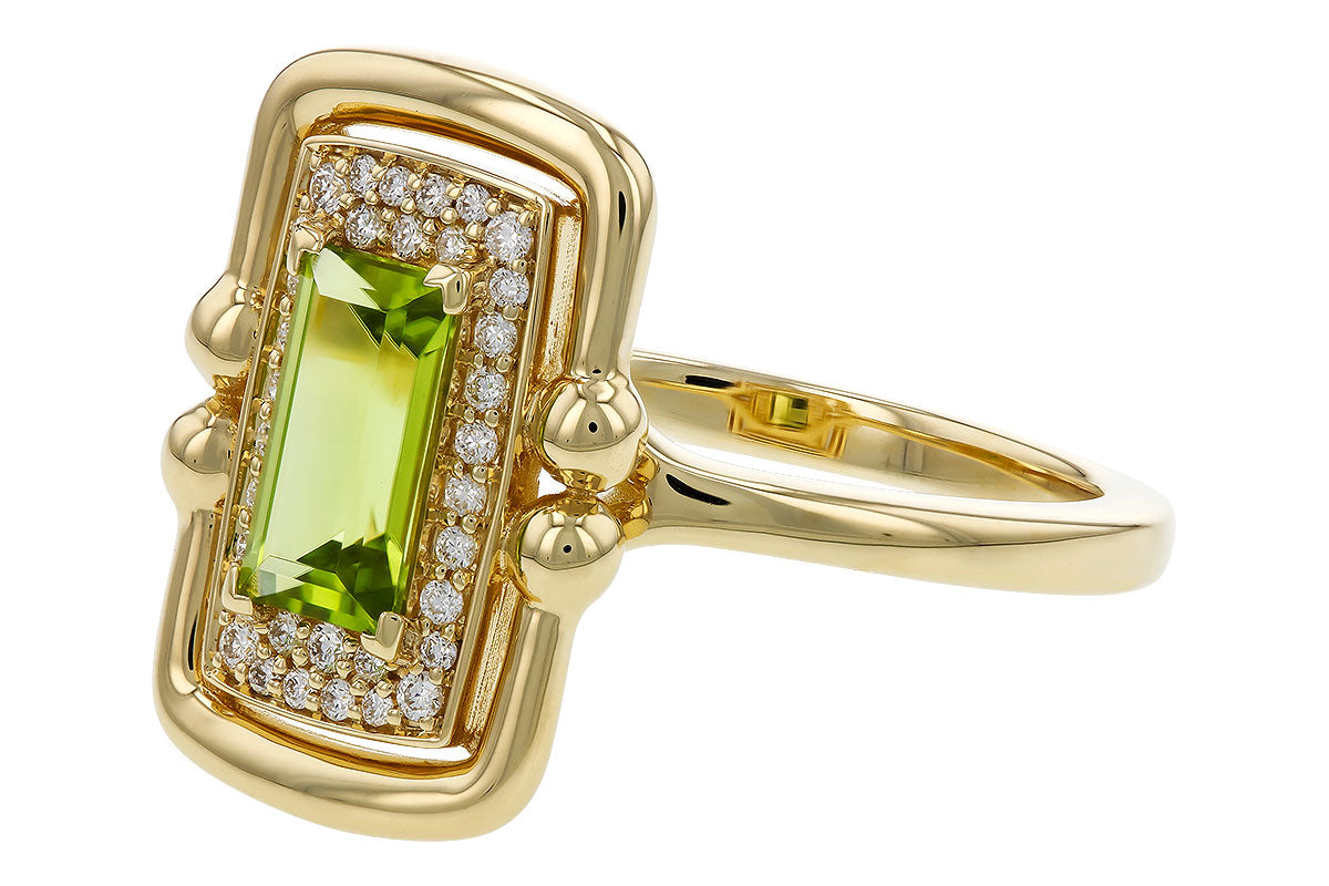 Allison Kaufman Peridot & Diamond Ring in 14K Yellow Gold, 0.84 ctw, alternate view