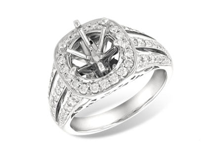 Allison Kaufman Diamond Engagement Ring Semi-Mount in 14K White Gold, 0.70 ctw (L7630)