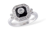Allison Kaufman Onyx & Diamond Ring in 14K White Gold, 0.30 ctw (X14963)