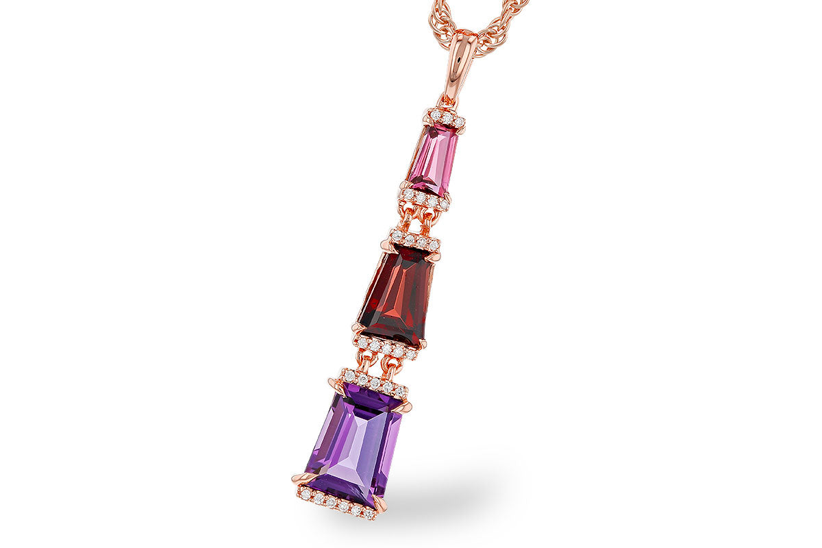 Allison Kaufman Multi-Gemstone & Diamond Necklace in 14K Rose Gold, 2.37 ctw