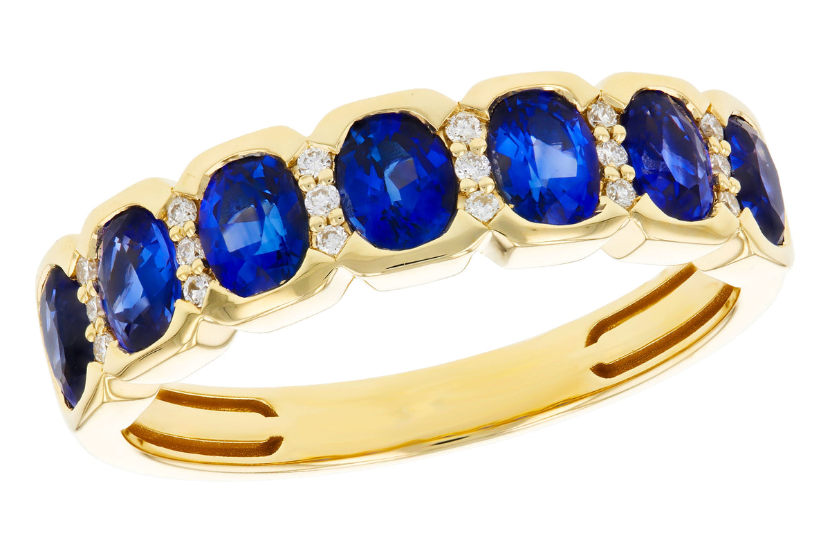 Allison Kaufman Sapphire & Diamond Wedding Band in 14K Yellow Gold, 1.55 ctw