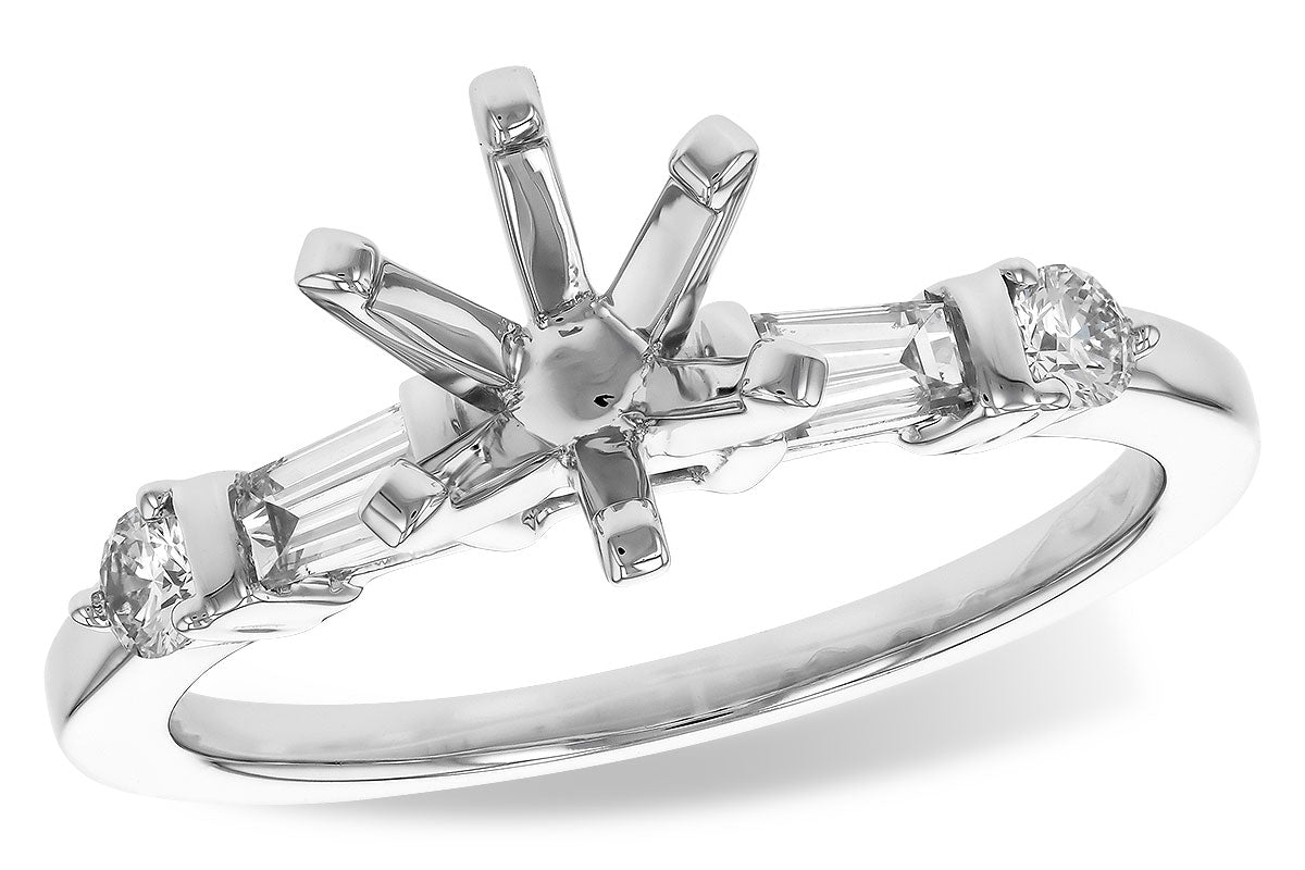 Allison Kaufman Baguette Diamond Engagement Ring Semi-Mount in 14K White Gold, 0.33 ctw