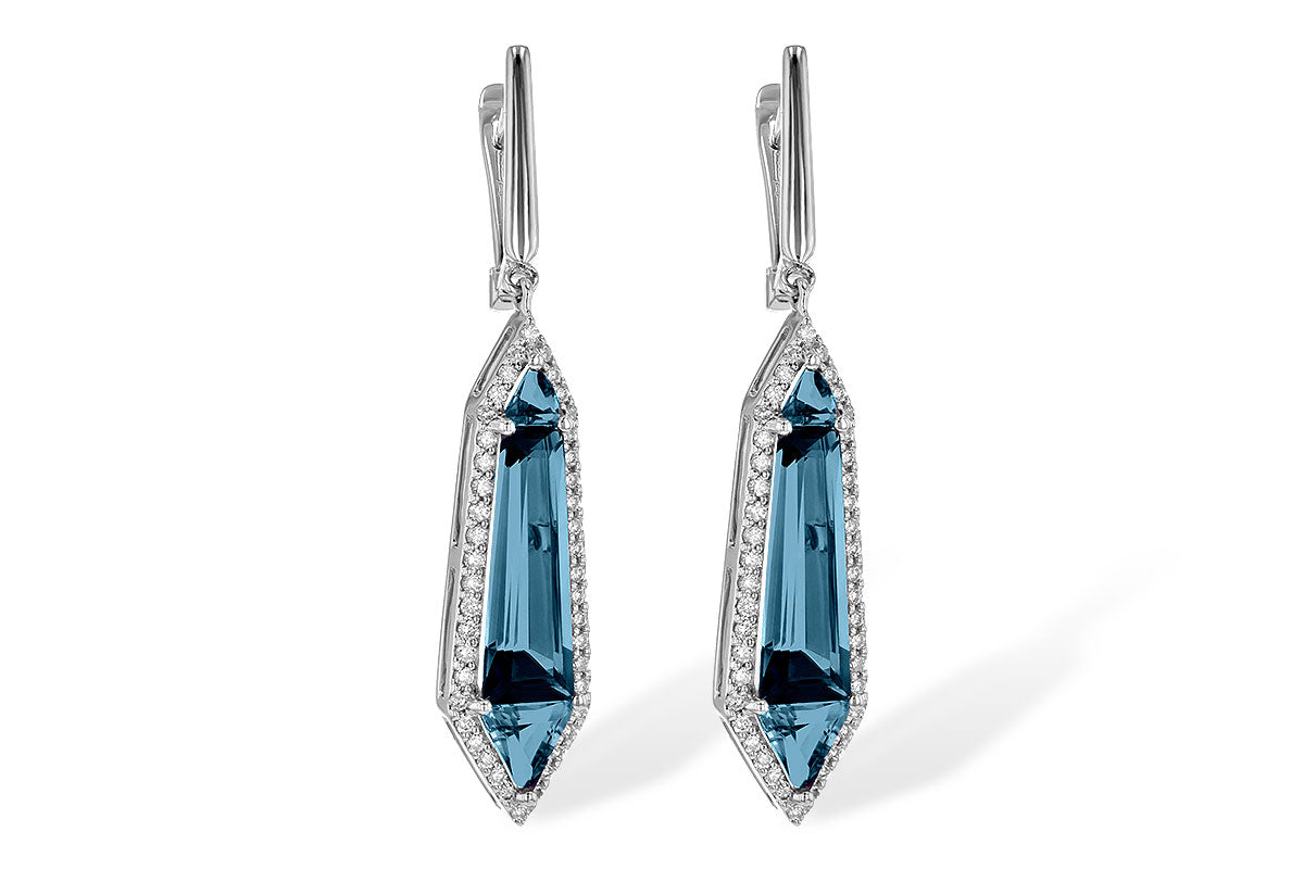 Allison Kaufman London Blue Topaz & Diamond Earrings in 14K White Gold, 5.67 ctw