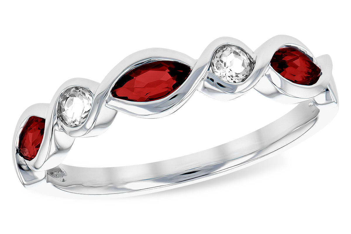 Allison Kaufman Garnet & Diamond Ring in 14K White Gold, 0.64 ctw