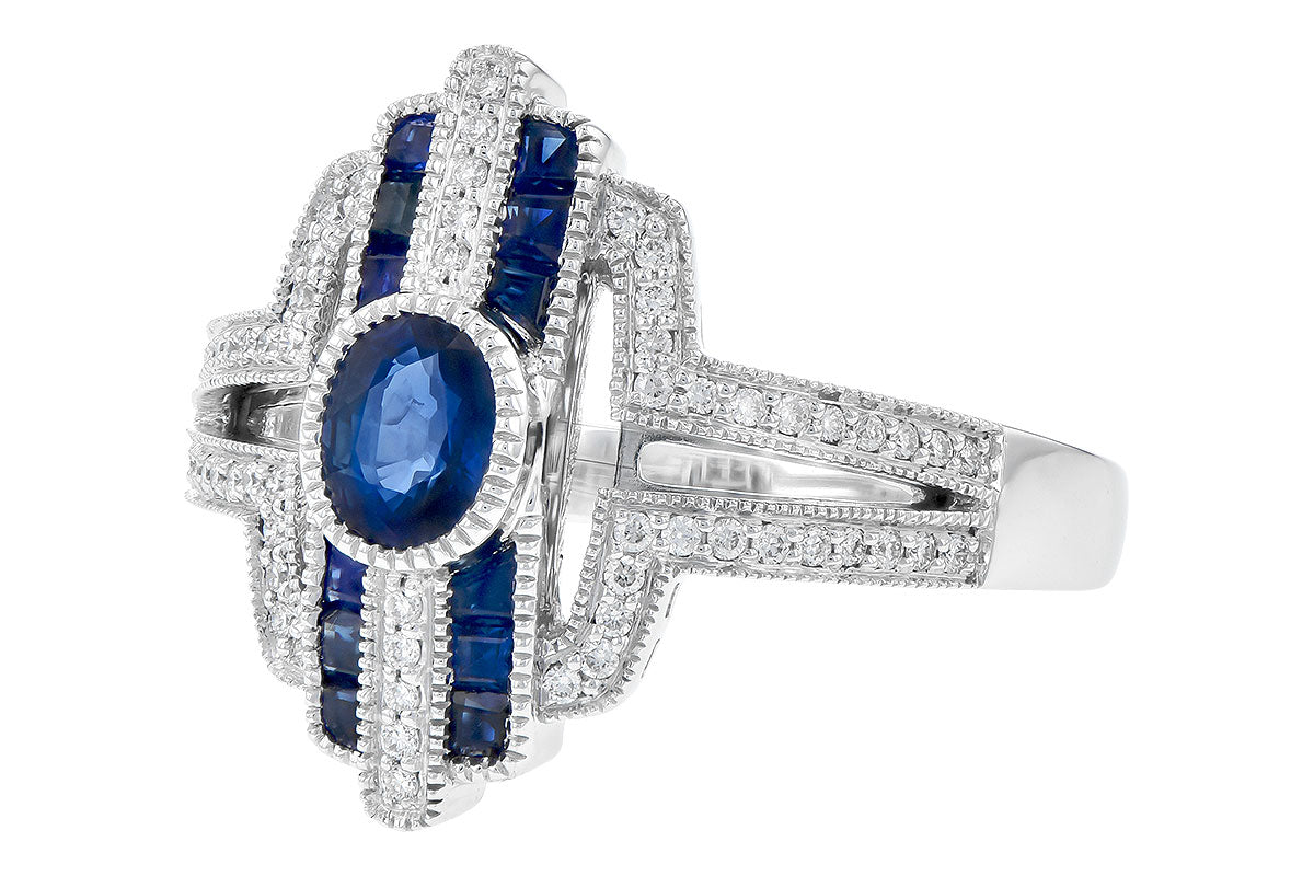 Allison Kaufman Sapphire & Diamond Ring in 14K White Gold, 1.10 ctw, alternate view
