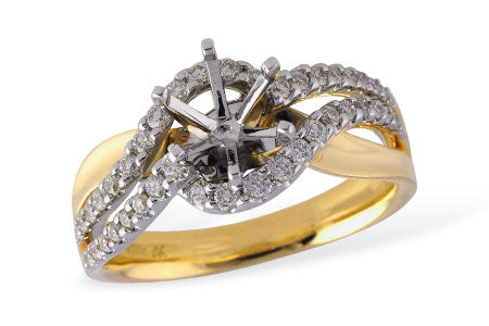 Allison Kaufman Diamond Engagement Ring Semi-Mount in 14K Yellow & White Gold, 0.49 ctw