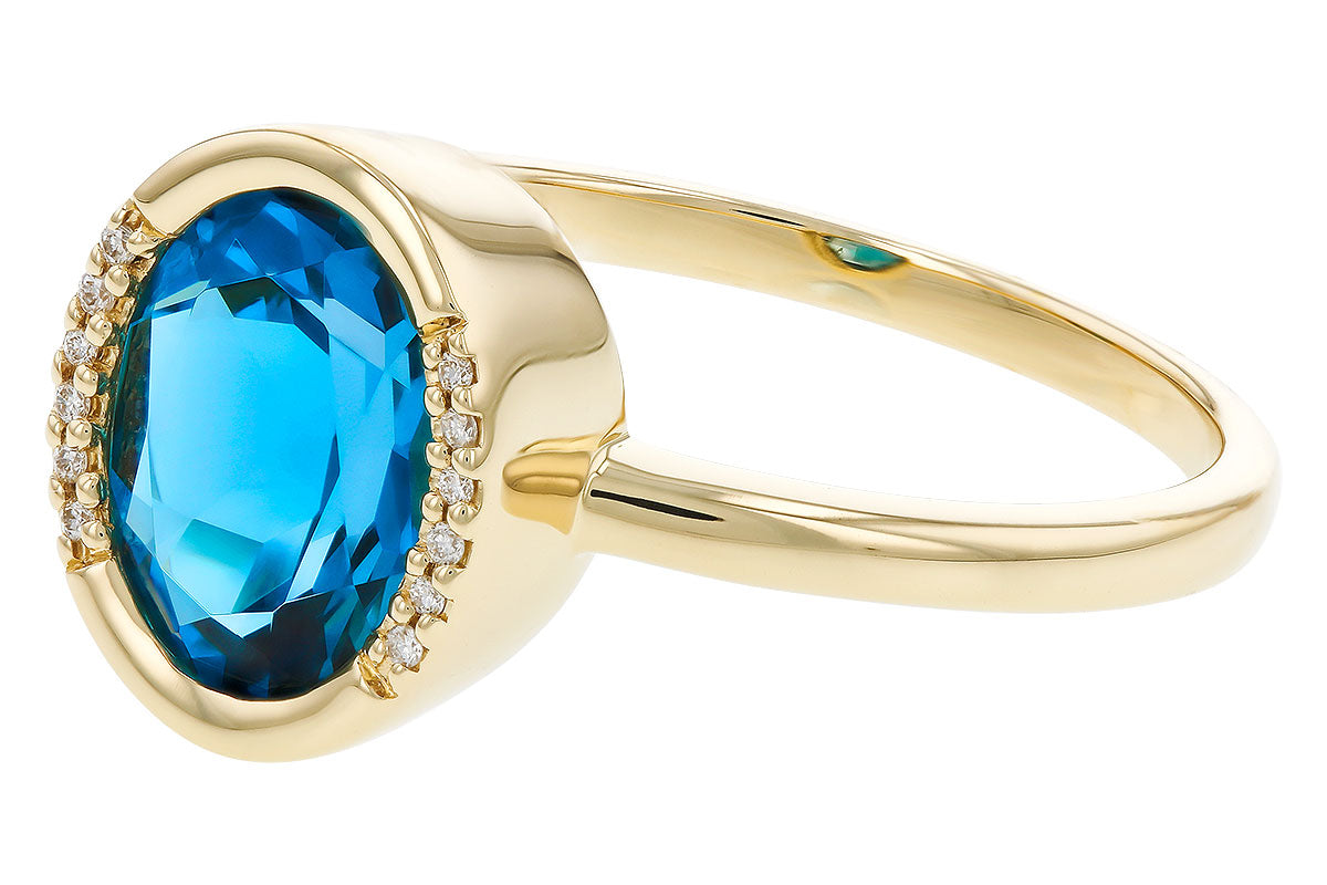 Allison Kaufman London Blue Topaz & Diamond Ring in 14K Yellow Gold, 1.93 ctw, alternate view