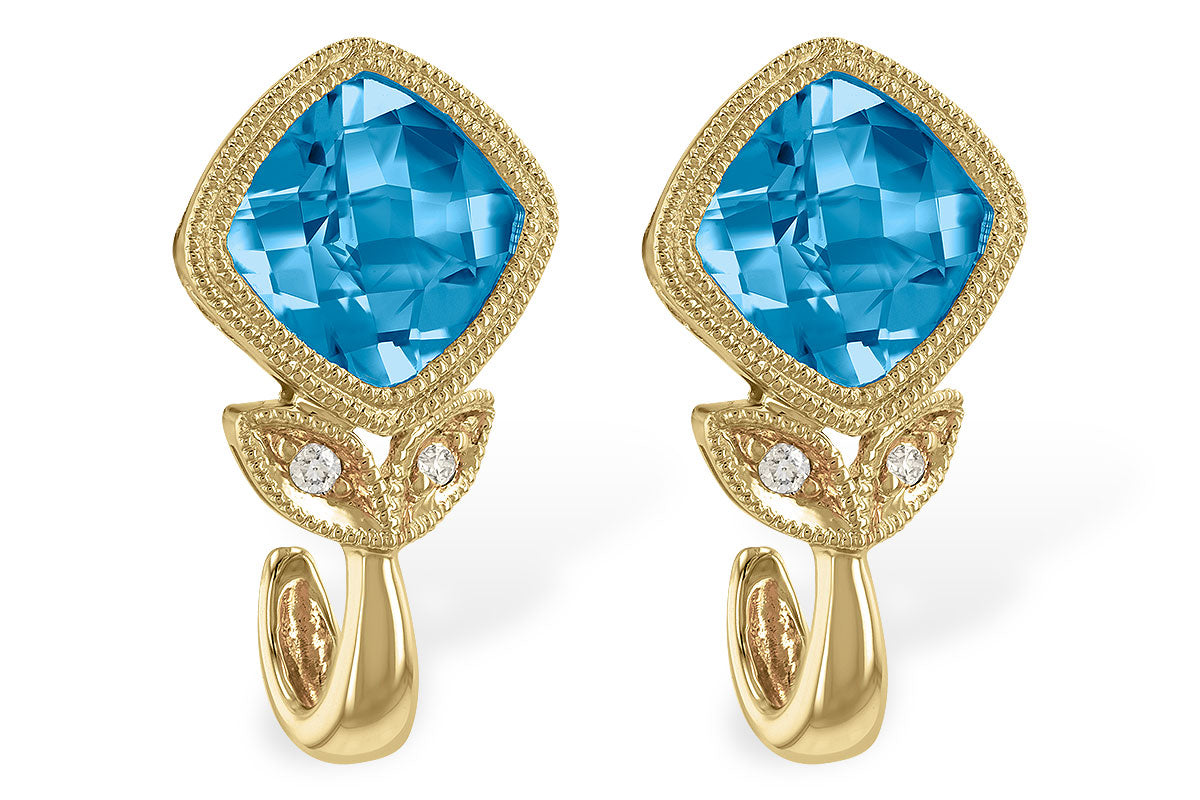 Allison Kaufman Blue Topaz & Diamond Earrings in 14K Yellow Gold, 2.14 ctw (X19260)