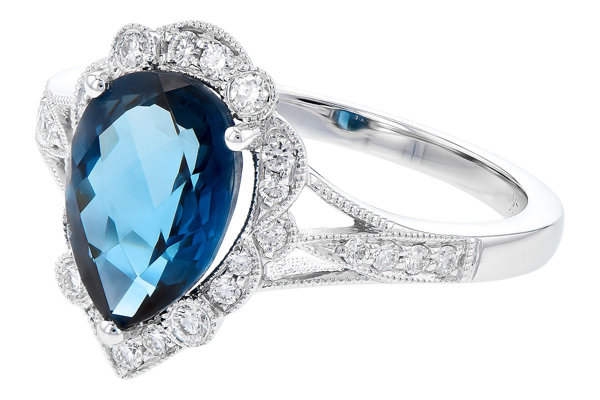 Allison Kaufman London Blue Topaz & Diamond Ring in 14K White Gold, 2.47 ctw, alternate view
