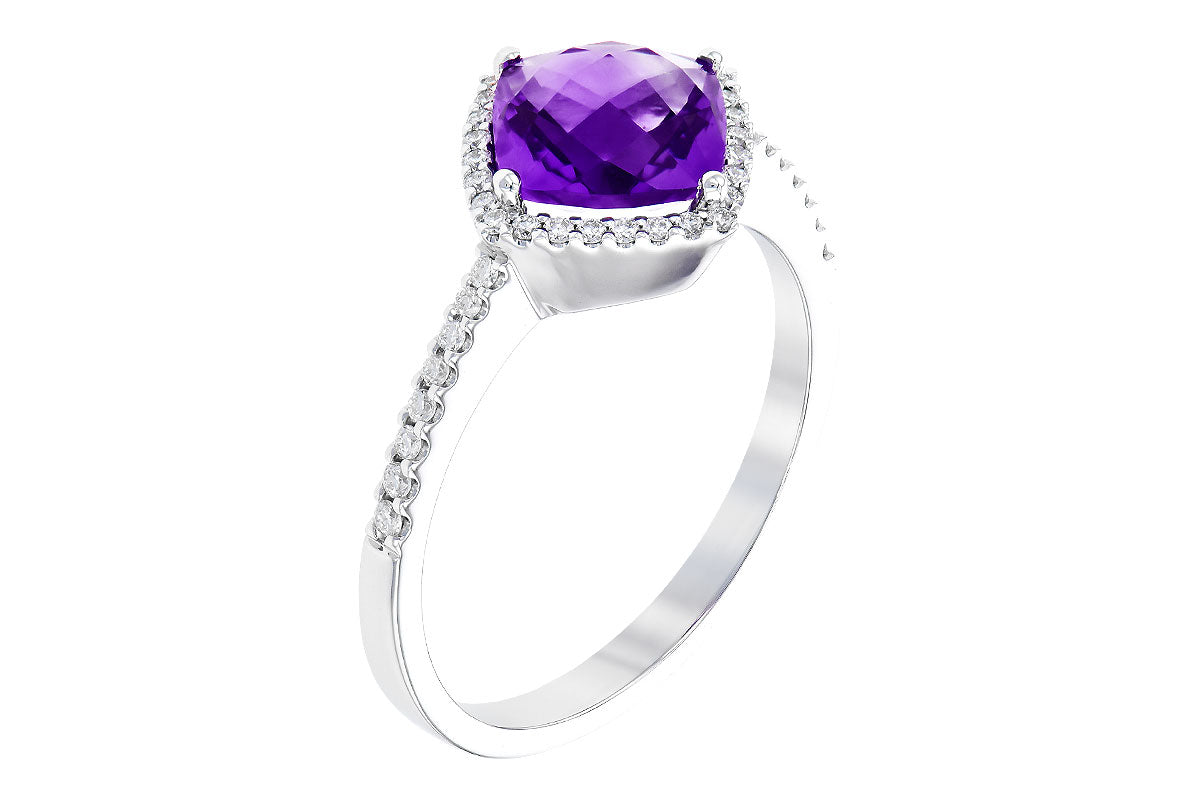 Allison Kaufman Amethyst & Diamond Ring in 14K White Gold, 1.32 ctw (D5169), alternate view