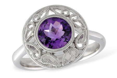 Allison Kaufman Amethyst Ring in 14K White Gold, 1.08 ctw