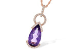 Allison Kaufman Amethyst & Diamond Necklace in 14K Rose Gold, 2.58 ctw