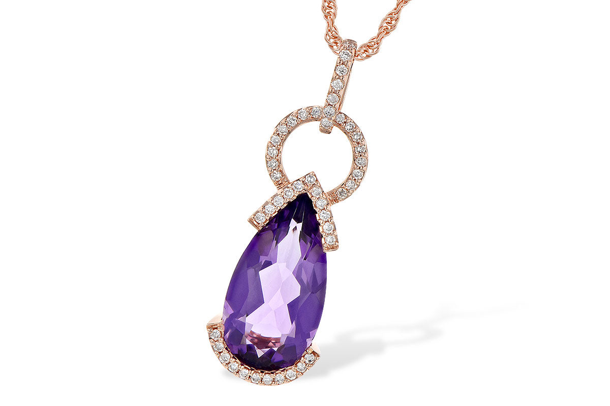 Allison Kaufman Amethyst & Diamond Necklace in 14K Rose Gold, 2.58 ctw
