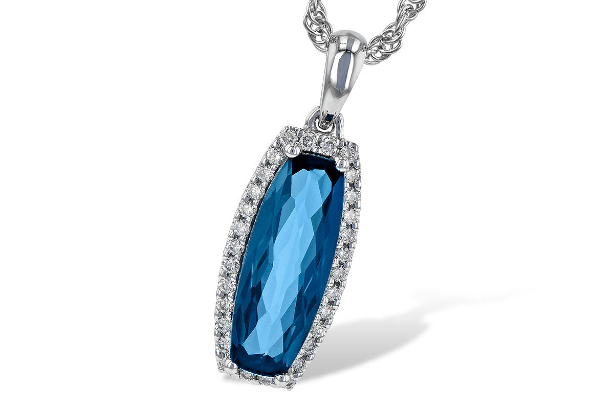 Allison Kaufman London Blue Topaz & Diamond Necklace in 14K White Gold, 1.70 ctw (N8169)