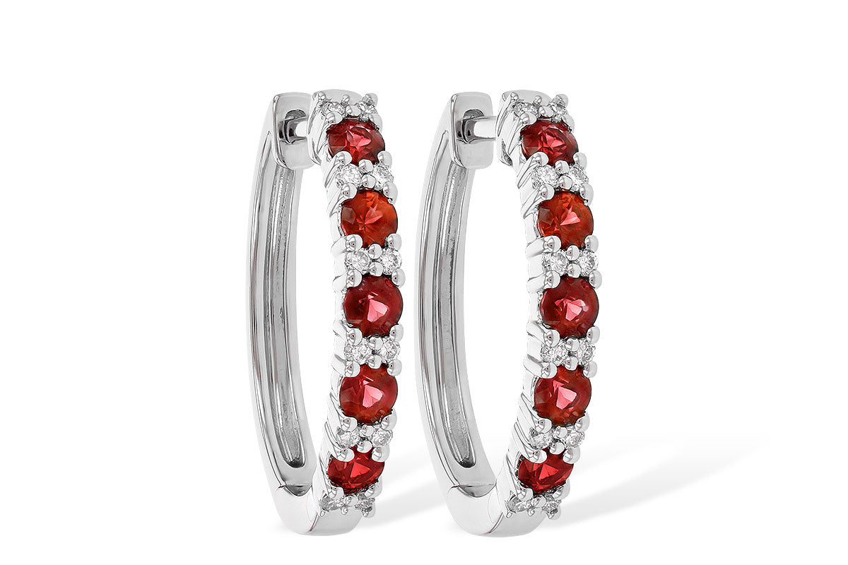 Allison Kaufman Ruby & Diamond Earrings in 14K White Gold, 1.08 ctw
