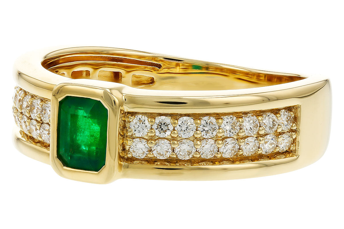Allison Kaufman Emerald & Diamond Ring in 14K Yellow Gold, 0.75 ctw, alternate view